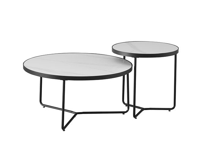 White Marble Top With Black Steel Base