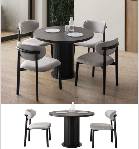 Black Round Dining Table - 4 people