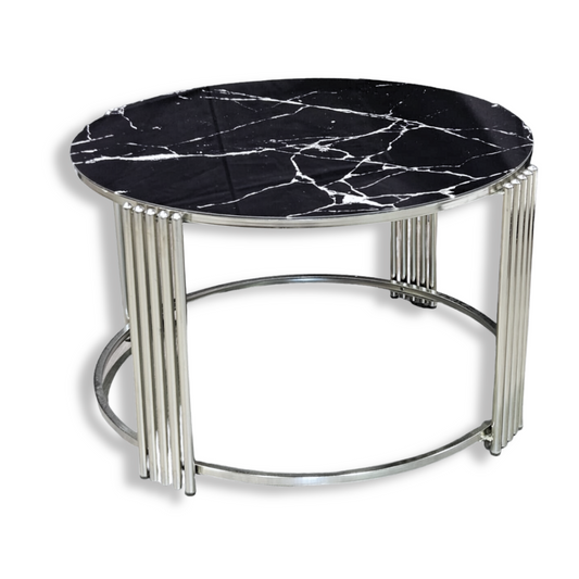 Black Coffee Table with Marble Top