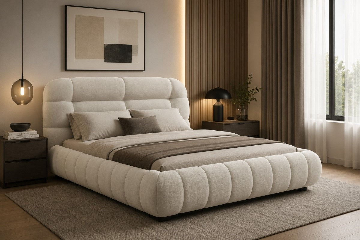 Contemporary Channel-Tufted Lift Storage Bed