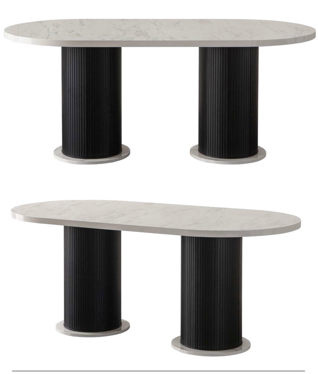 Marble Design Black Oval Dining Table