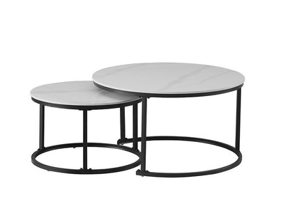 Sintered Stone Snowy White Marble Top With Black Steel Base