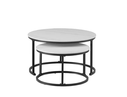 Sintered Stone Snowy White Marble Top With Black Steel Base