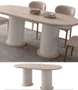 Travertine Design White Oval Dining Table