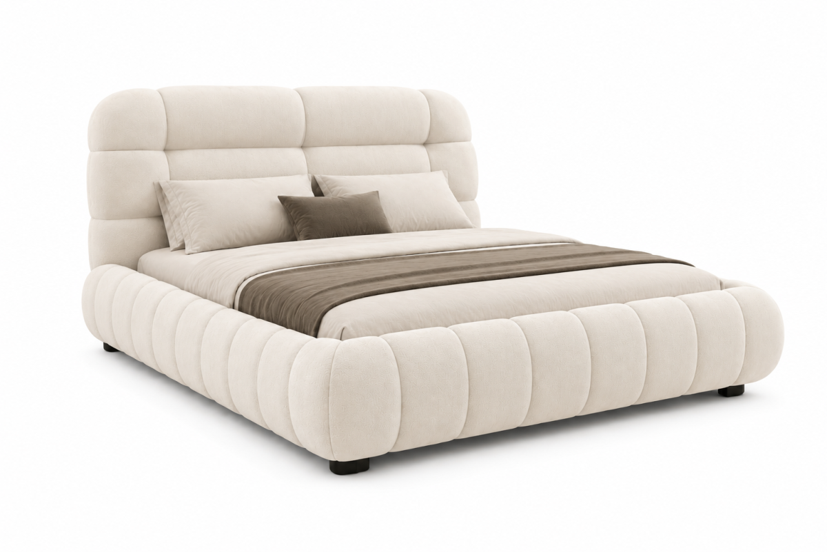 Contemporary Channel-Tufted Lift Storage Bed