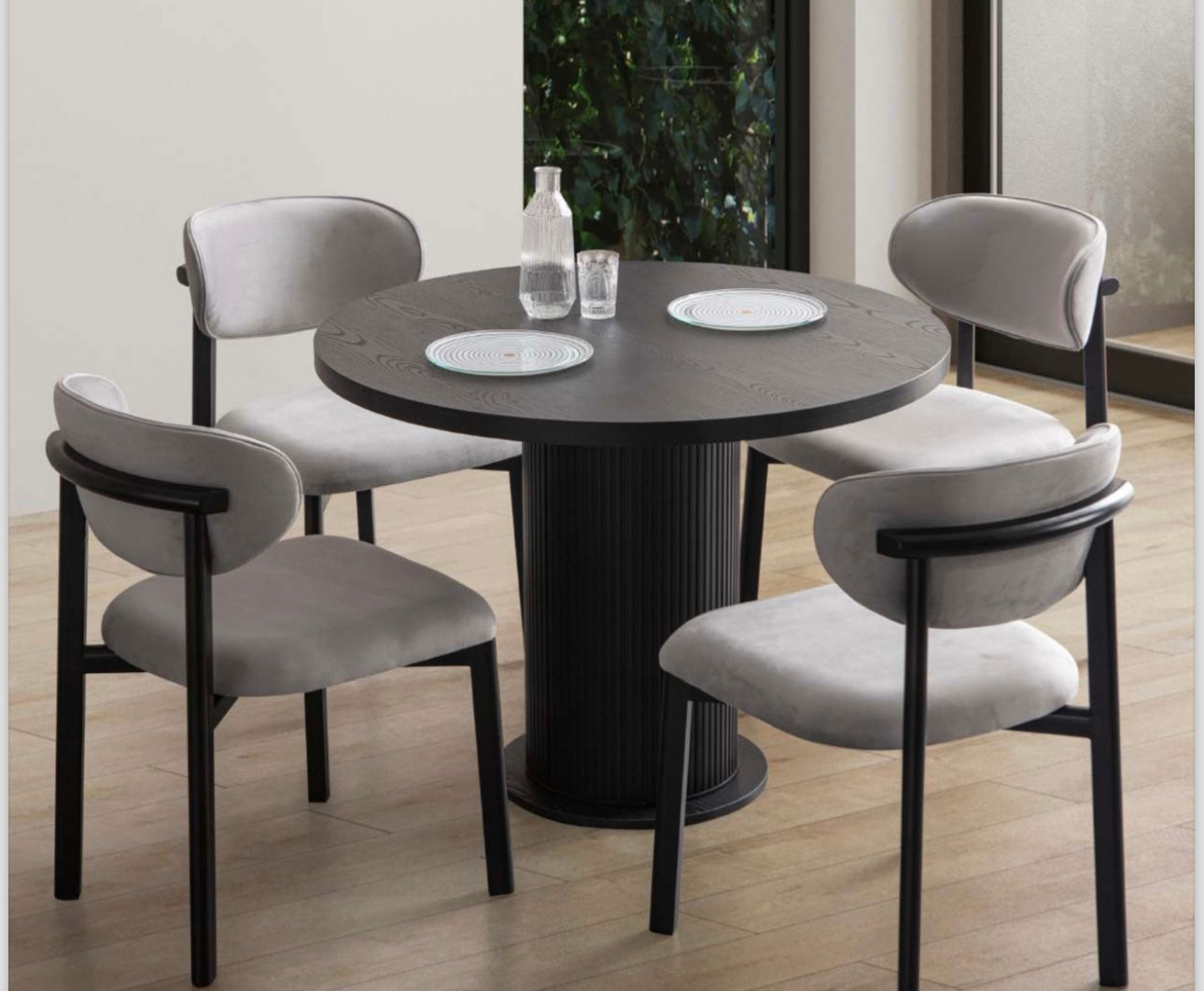 Black Round Dining Table - 4 people
