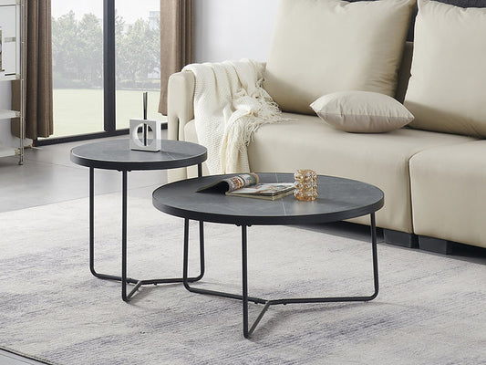 Grey Marble Top With Black Steel Base