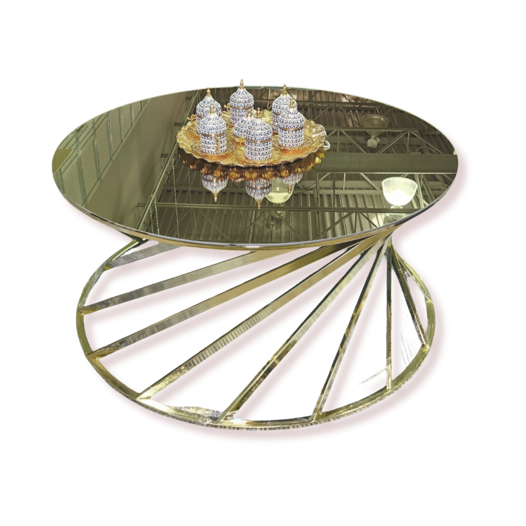 Mirror Top Gold Leg Coffee Table