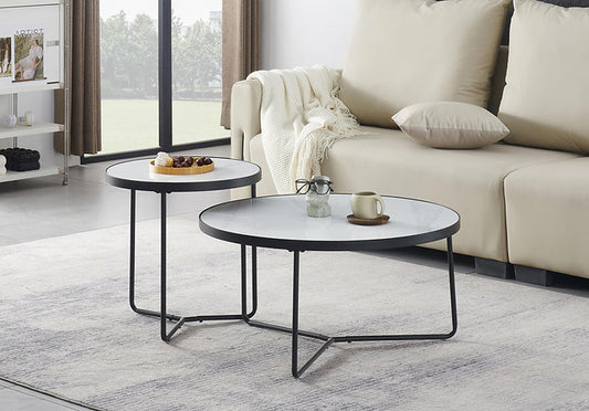 White Marble Top With Black Steel Base