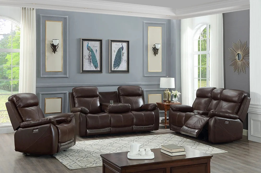 Genuine Leather Recliner Sofa Set Alaturca Furniture