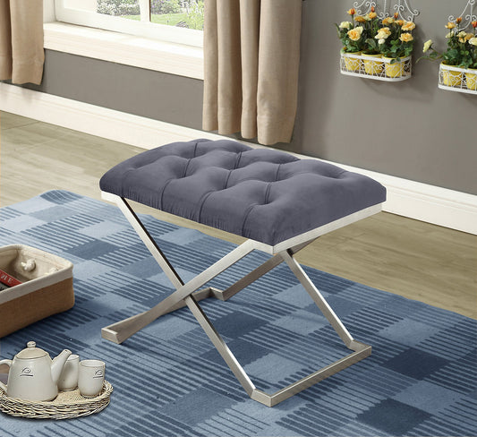 Grey Velvet Footstool