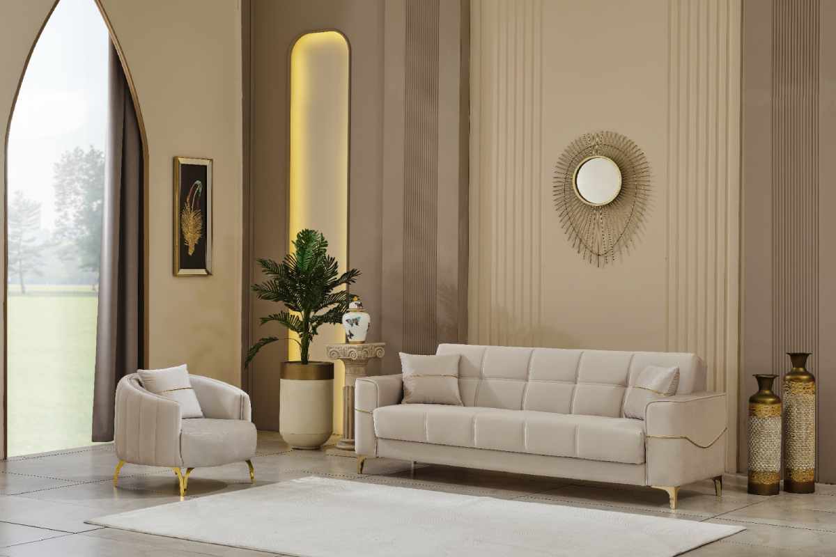 Clara Beige Sofa Set (3 seater -2 seater -1 seater )