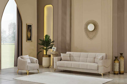 Clara Beige Sofa Set (3 seater -2 seater -1 seater )