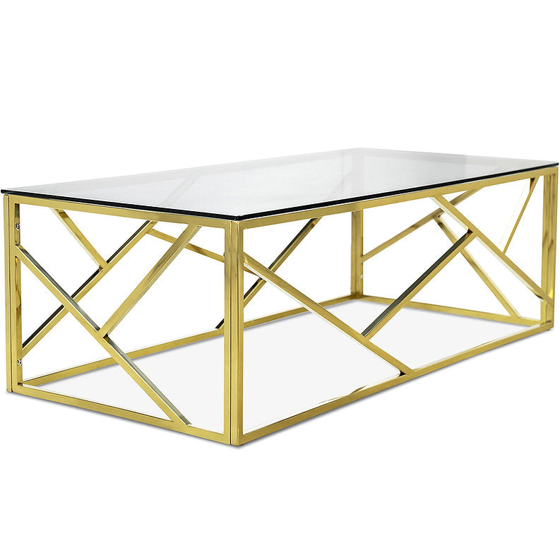 Gold Glass Coffee Table Set