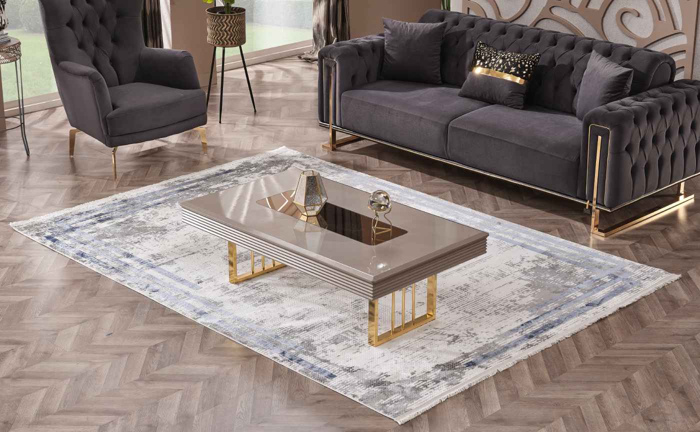 Dreams Beige & Gold Sofa Set