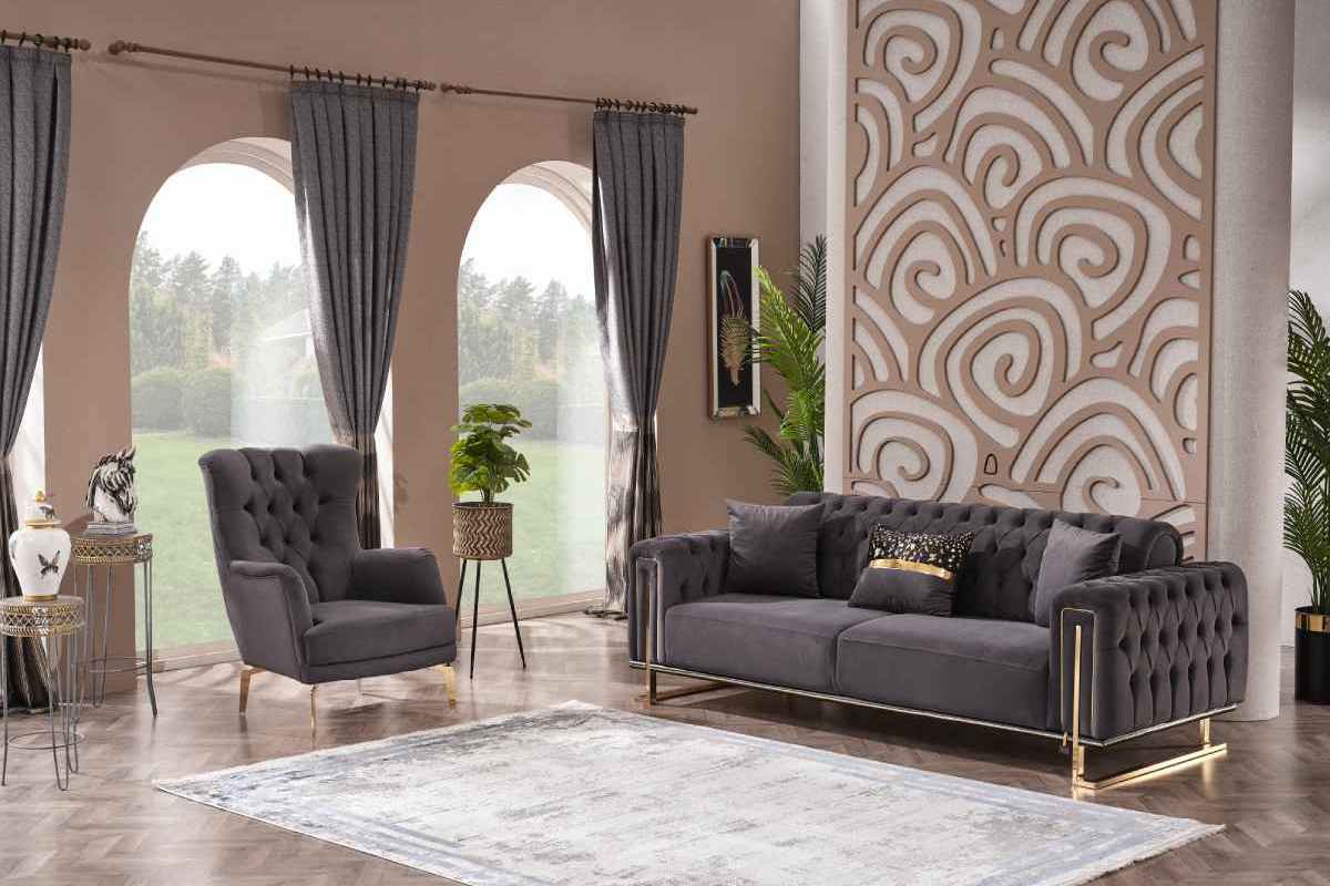 Dreams Beige & Gold Sofa Set