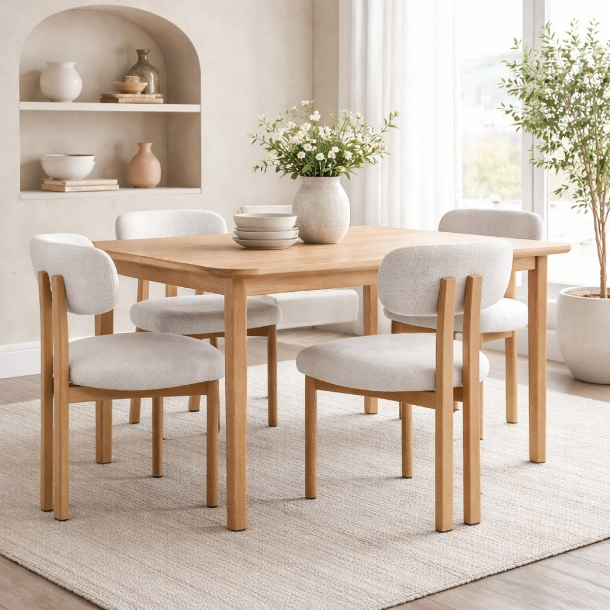 Oak / Ivory Dining Chair