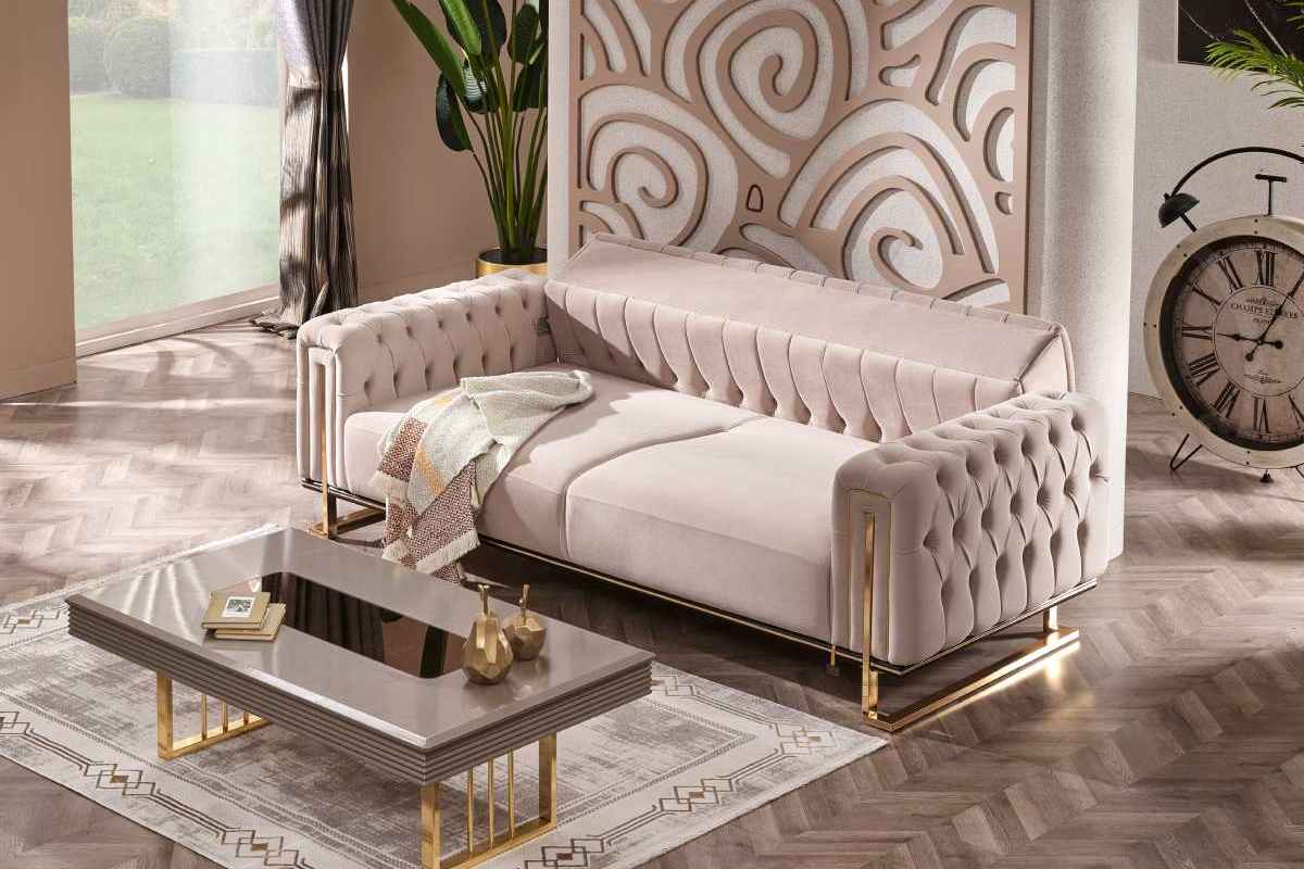 Dreams Beige & Gold Sofa Set