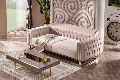 Dreams Beige & Gold Sofa Set