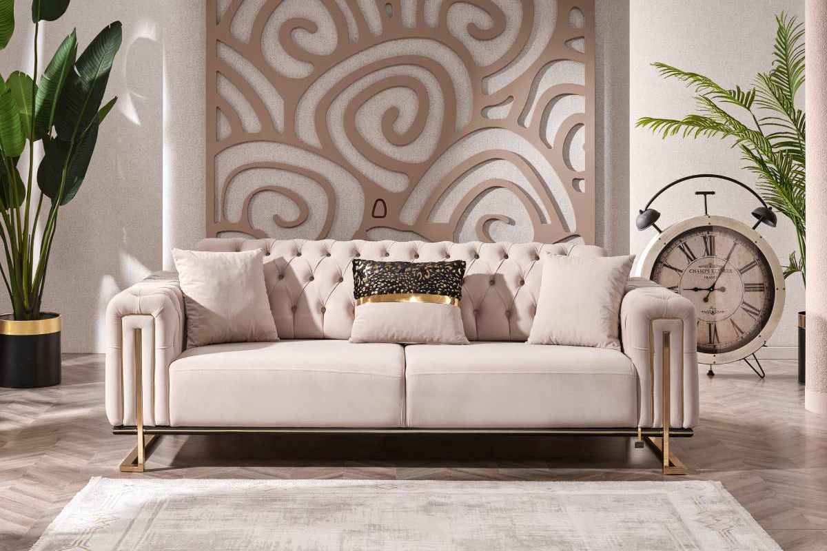 Dreams Beige & Gold Sofa Set