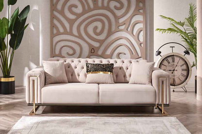 Dreams Beige & Gold Sofa Set