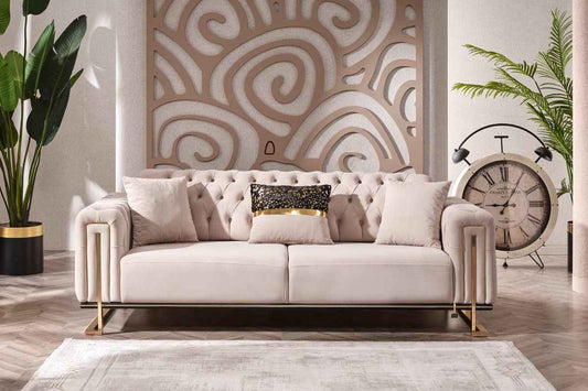Dreams Beige & Gold Sofa Set