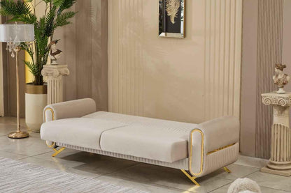 Royal Dark Gray & Beige Sofa Set