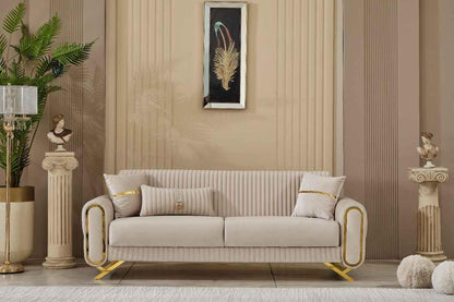 Royal Dark Gray & Beige Sofa Set