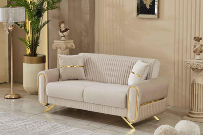 Royal Dark Gray & Beige Sofa Set