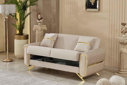 Royal Dark Gray & Beige Sofa Set