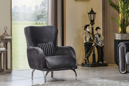 Royal Dark Gray & Beige Sofa Set