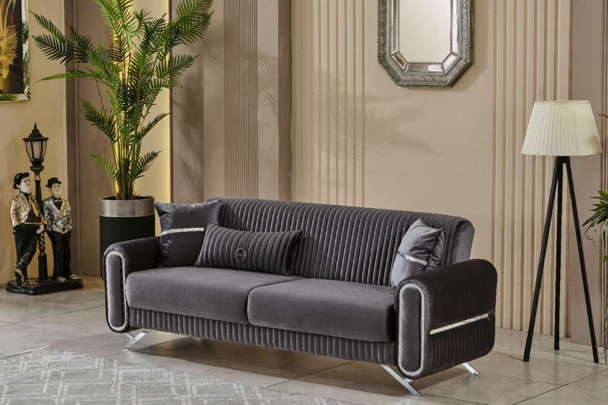 Royal Dark Gray & Beige Sofa Set