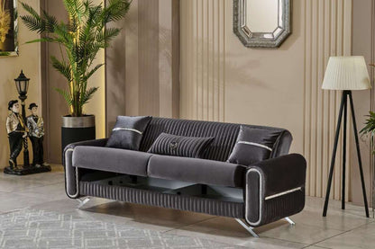 Royal Dark Gray & Beige Sofa Set