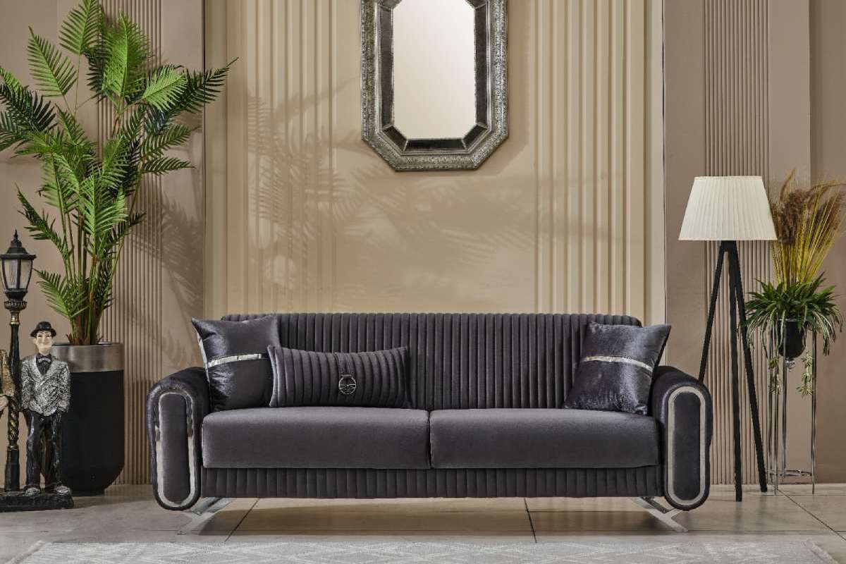 Royal Dark Gray & Beige Sofa Set