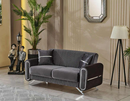 Royal Dark Gray & Beige Sofa Set