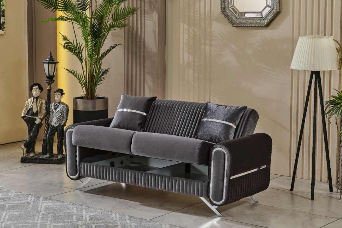 Royal Dark Gray & Beige Sofa Set